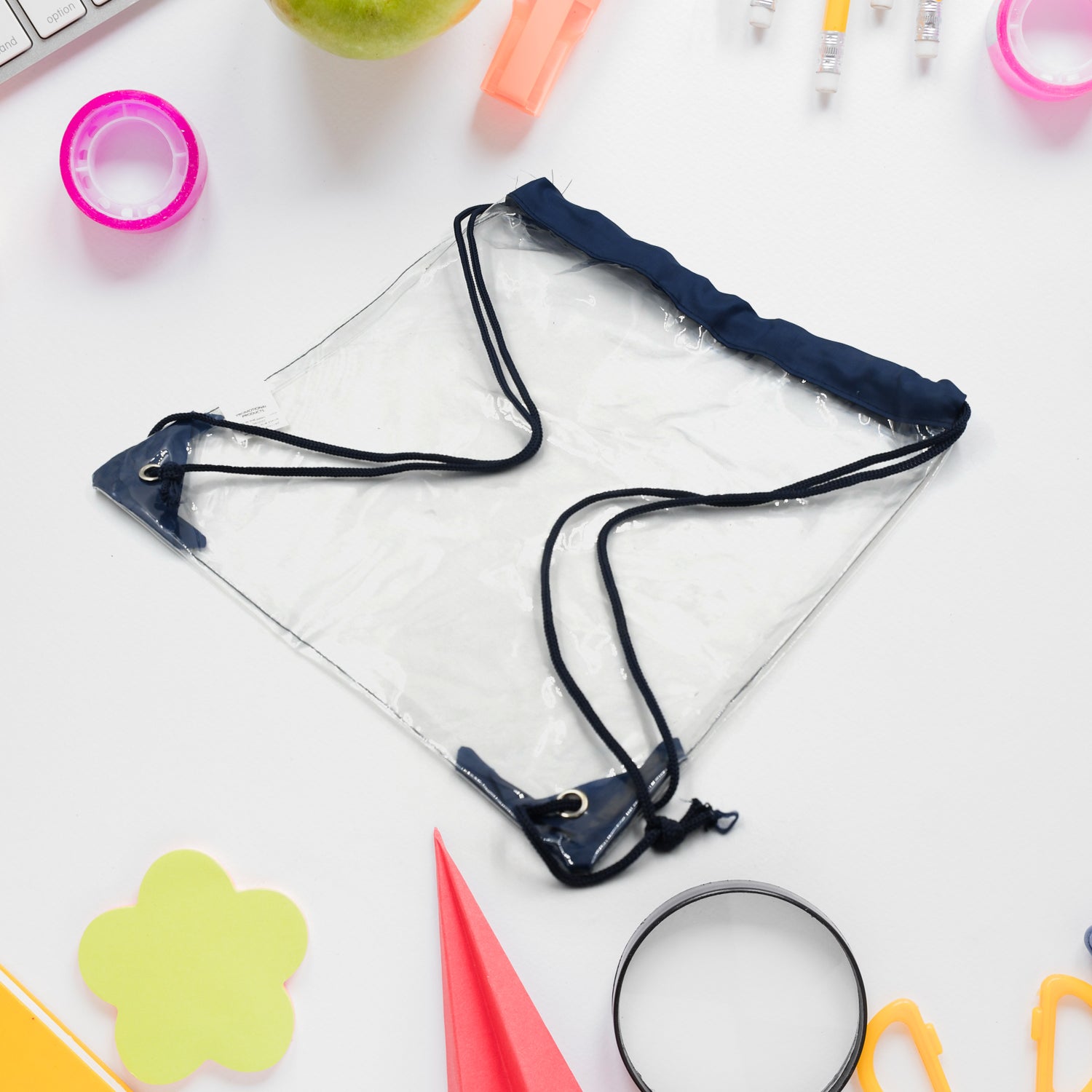Waterproof plastic pouch with string closure, suitable for travel and sports. Waterproof plastic pouch with string closure, suitable for travel and sports.